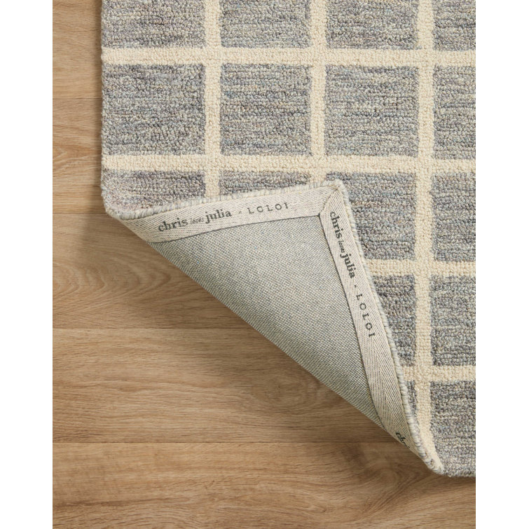 Ivory and Slate Hand-Tufted Wool Rectangular Rug 8'6" x 11'6"