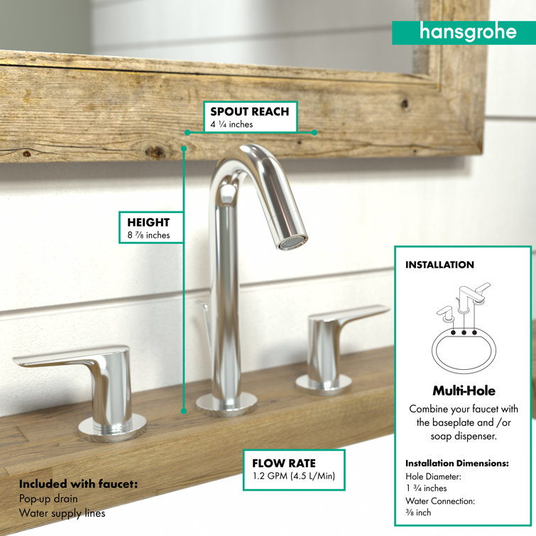 EcoLux Modern Widespread Chrome Bathroom Faucet with Brass Construction