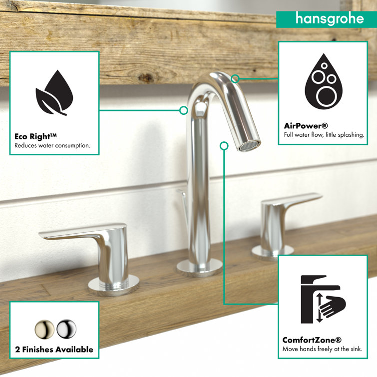 EcoLux Modern Widespread Chrome Bathroom Faucet with Brass Construction