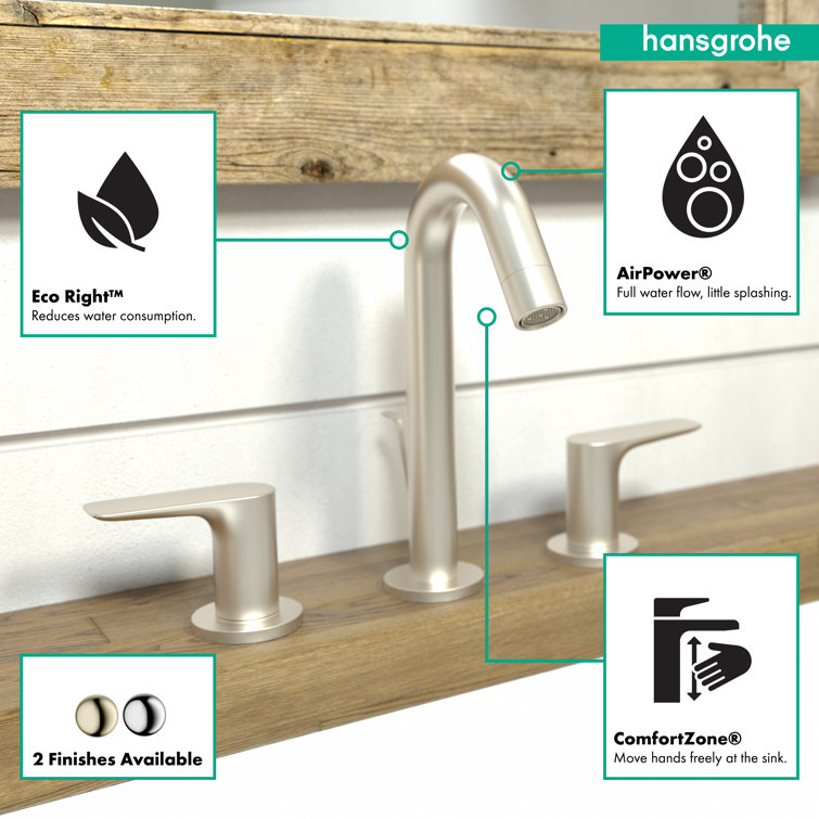 EcoLux Brushed Nickel Modern Widespread Bathroom Faucet