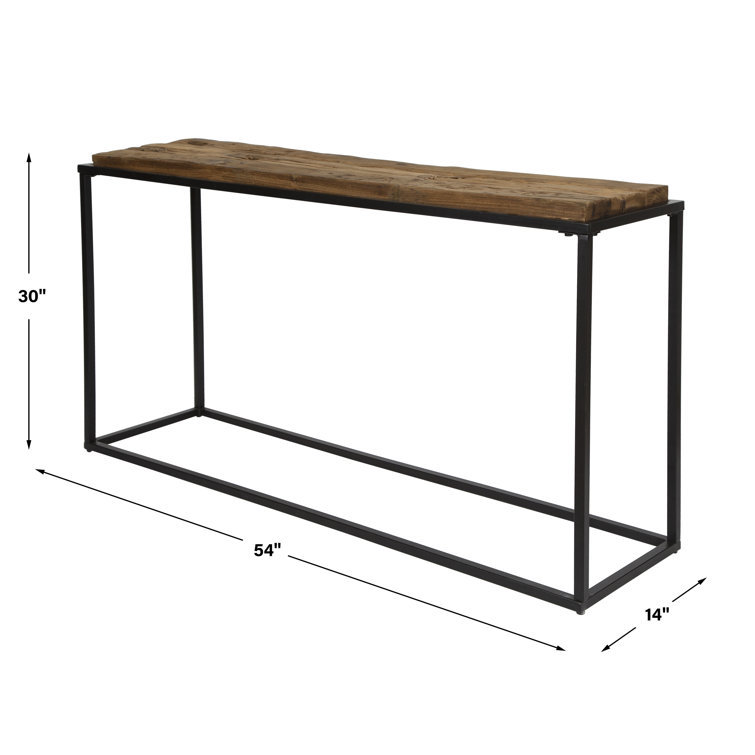 Averly 54'' Natural Wood and Black Metal Console Table