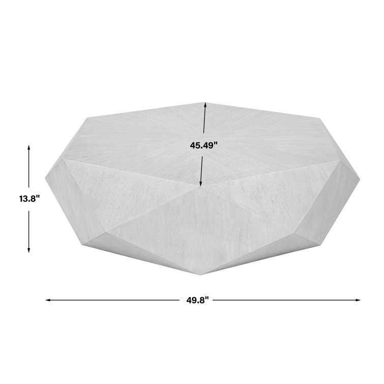 Volker Contemporary White Hexagonal Mango Wood Coffee Table