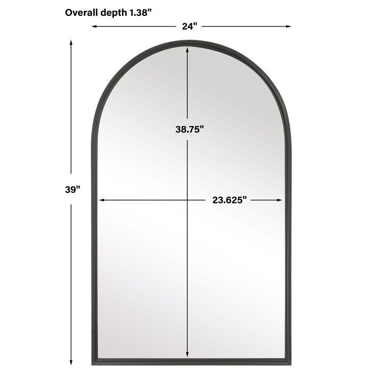 Matte Black Arched Metal Bathroom Wall Mirror