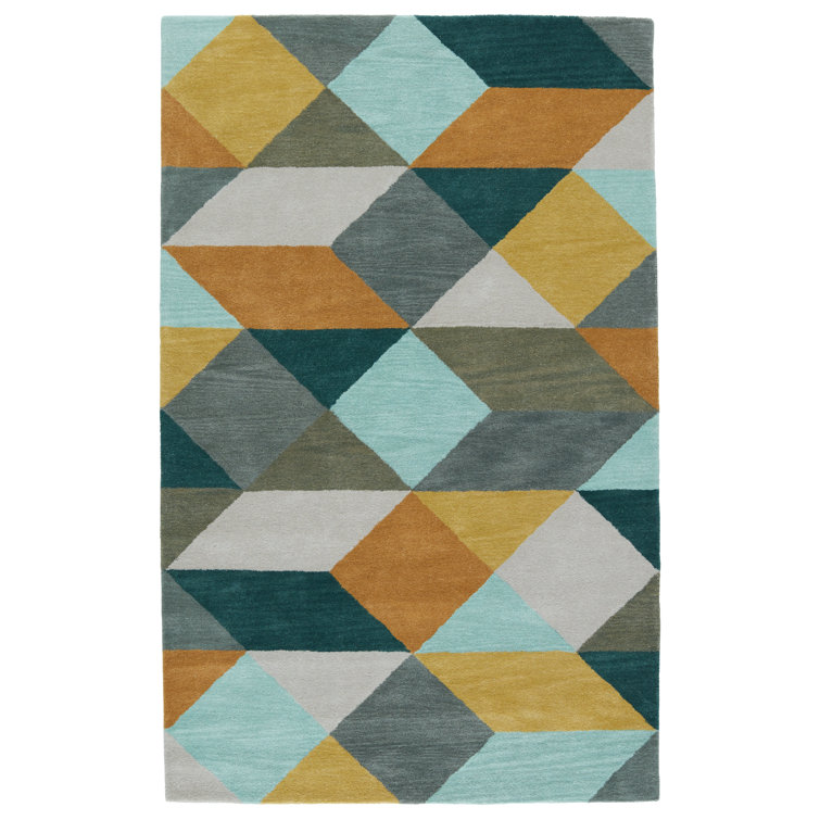 Storm Gray Handmade Tufted Wool Geometric Area Rug - 2'x3'