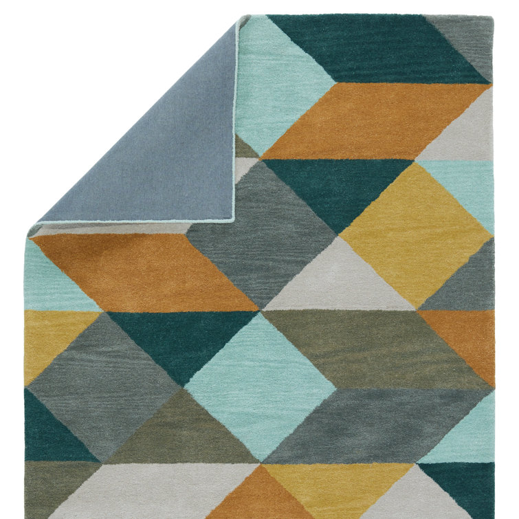 Storm Gray Handmade Tufted Wool Geometric Area Rug - 2'x3'