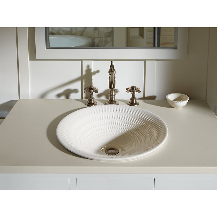 Translucent White Ceramic Round Vessel Bathroom Sink