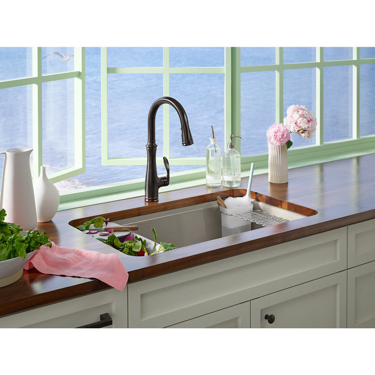Oil-Rubbed Bronze Pull-Down Kitchen Faucet with Spray