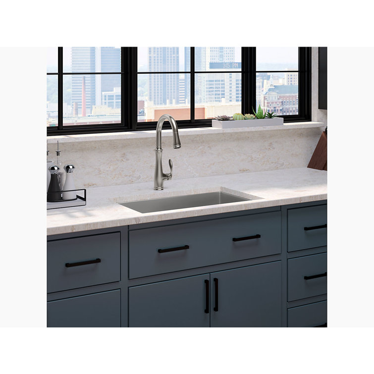 Vibrant Stainless Steel Pull-Down Kitchen Faucet with Spray
