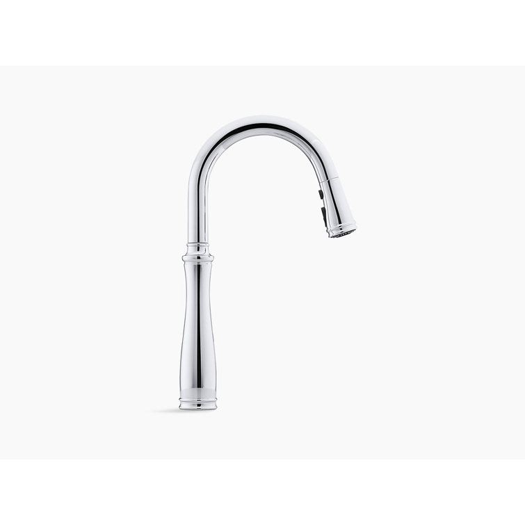 Polished Chrome Pull-Down Kitchen Faucet with Spray