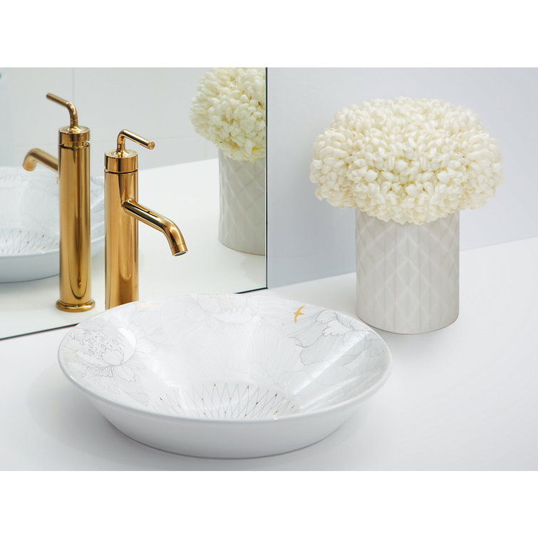 Empress Bouquet Modern White Ceramic Vessel Bathroom Sink