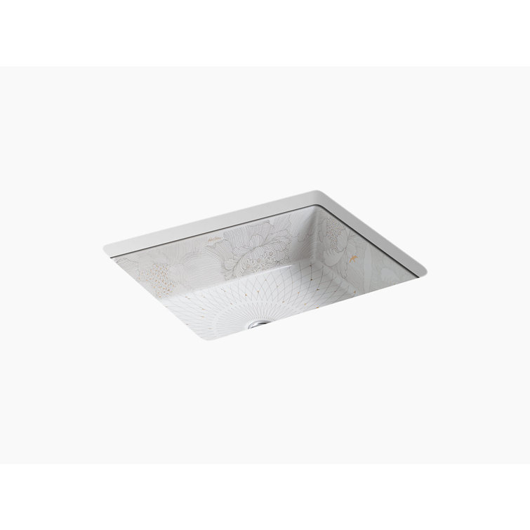 White Rectangular Ceramic Undermount Bathroom Sink