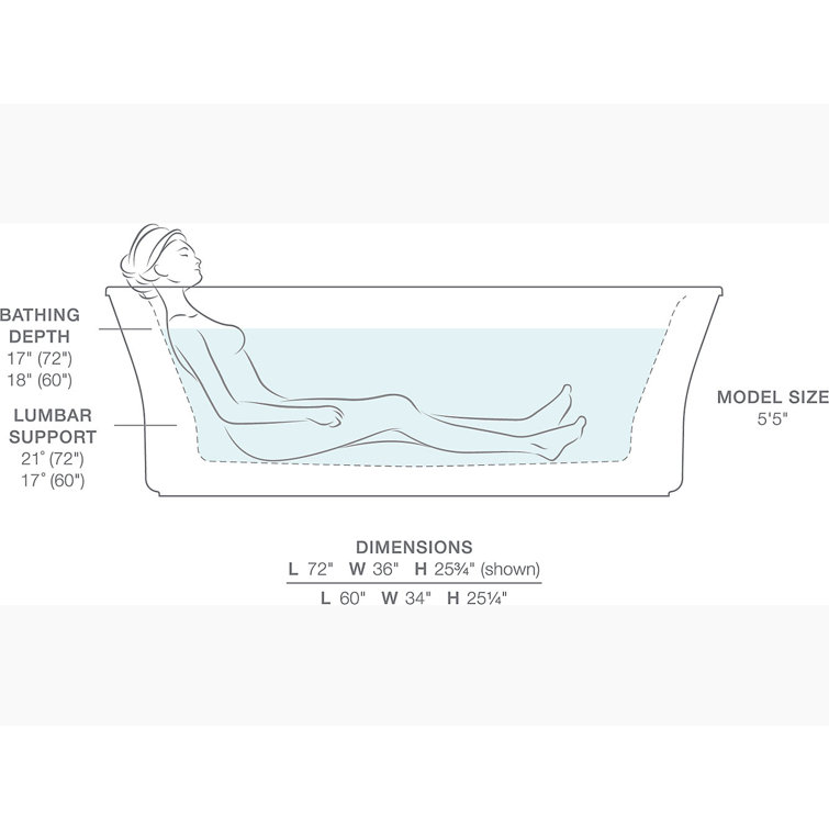 Stargaze 72" White Acrylic Freestanding Soaking Bathtub