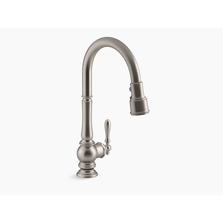 Vibrant Stainless Steel Pull-Down Kitchen Faucet with Spray