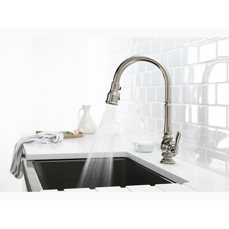 Polished Nickel Pull Down Single Handle Kitchen Faucet