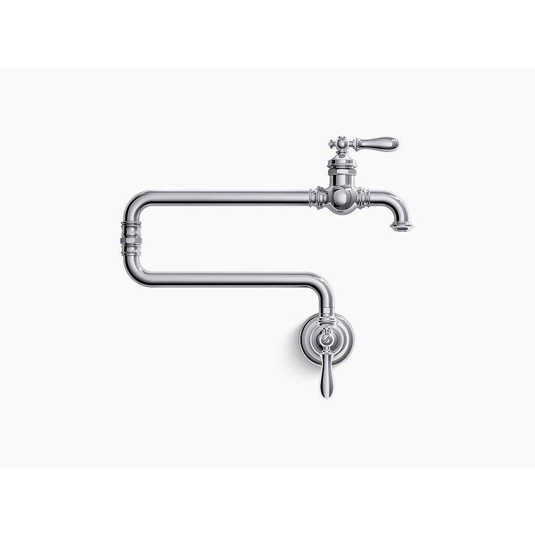 Polished Chrome Wall-Mount Articulating Pot Filler Faucet