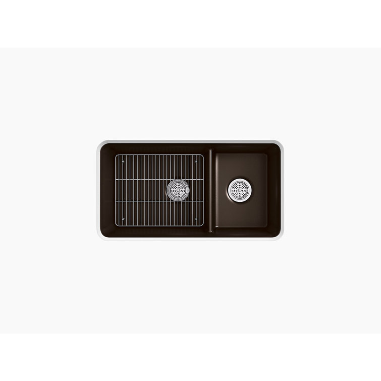 Matte Brown Stone Double Bowl Undermount Kitchen Sink