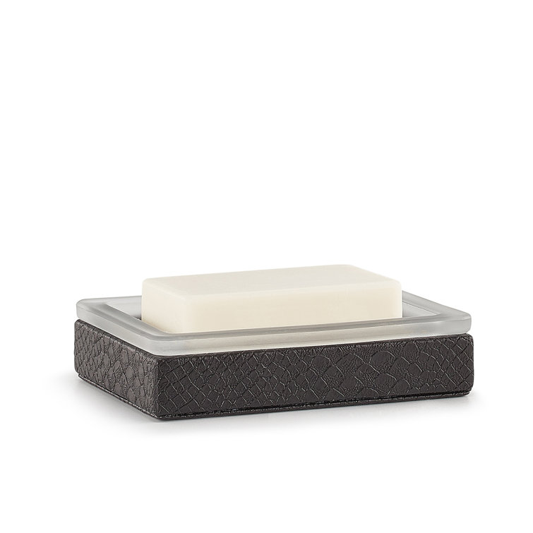 Black Faux Leather Embossed Reptile Pattern Soap Dish