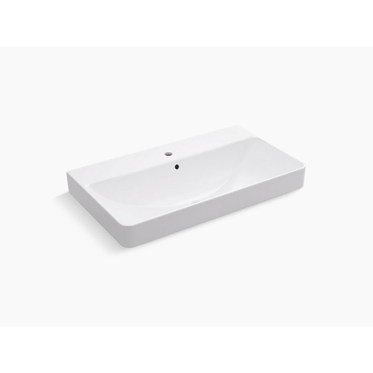 Vox White Ceramic Rectangular Vessel Bathroom Sink