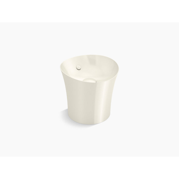 Veil Tall Biscuit Pedestal Specialty Sink in High-Gloss Ceramic