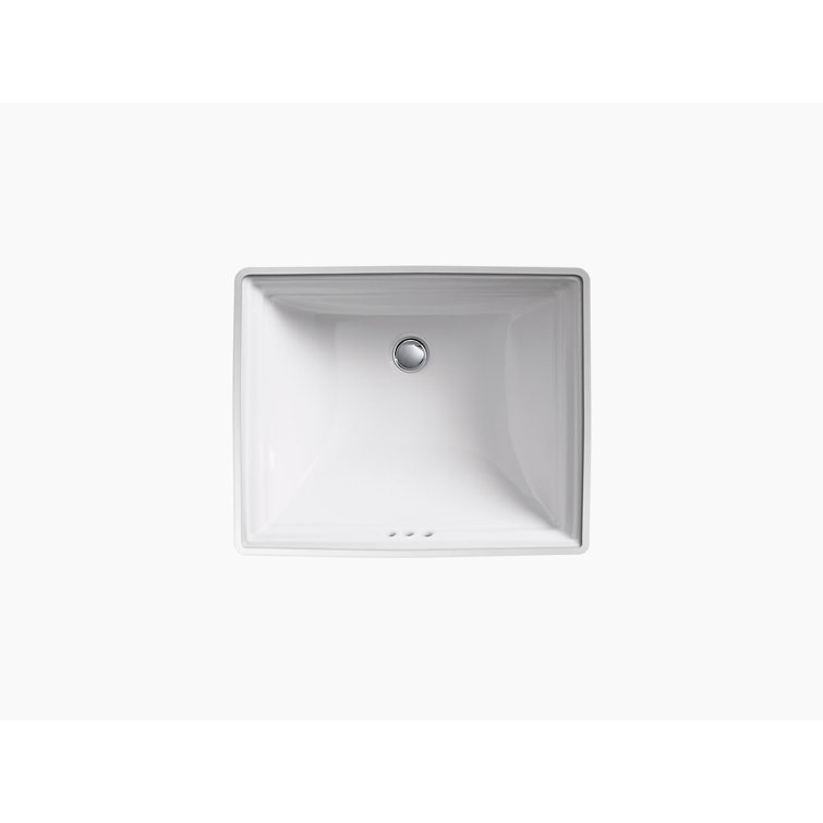 White Rectangular Ceramic Undermount Bathroom Sink