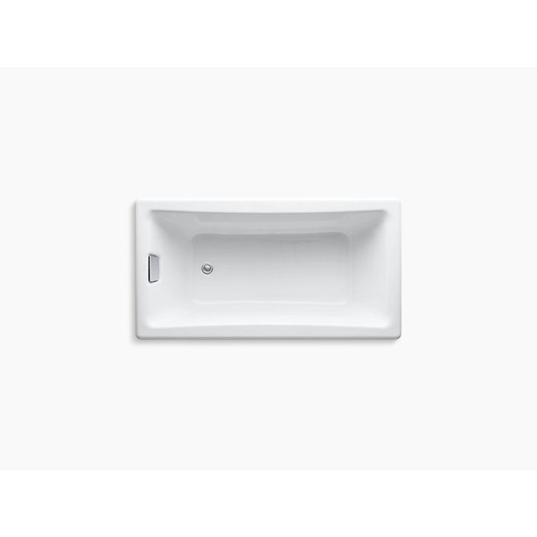 White Cast Iron Alcove Drop-In Soaking Bathtub