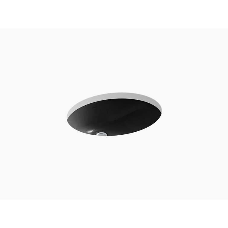 Black Ceramic Oval Undermount Pedestal Bathroom Sink