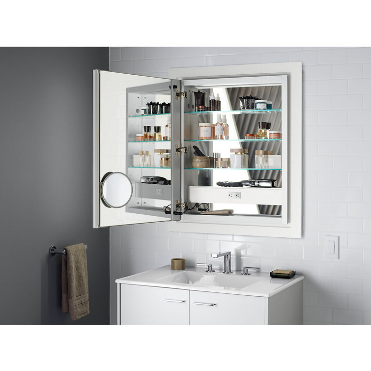 Verdera Bright 24" Aluminum Lighted Mirror Medicine Cabinet with Shelves
