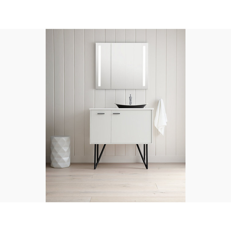 Verdera 34" x 30" Lighted Frameless Medicine Cabinet with Electrical Outlet