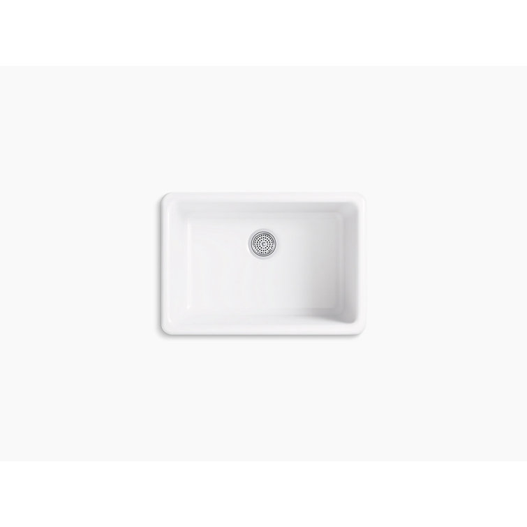 White Cast Iron Drop-In Single Bowl Kitchen Sink