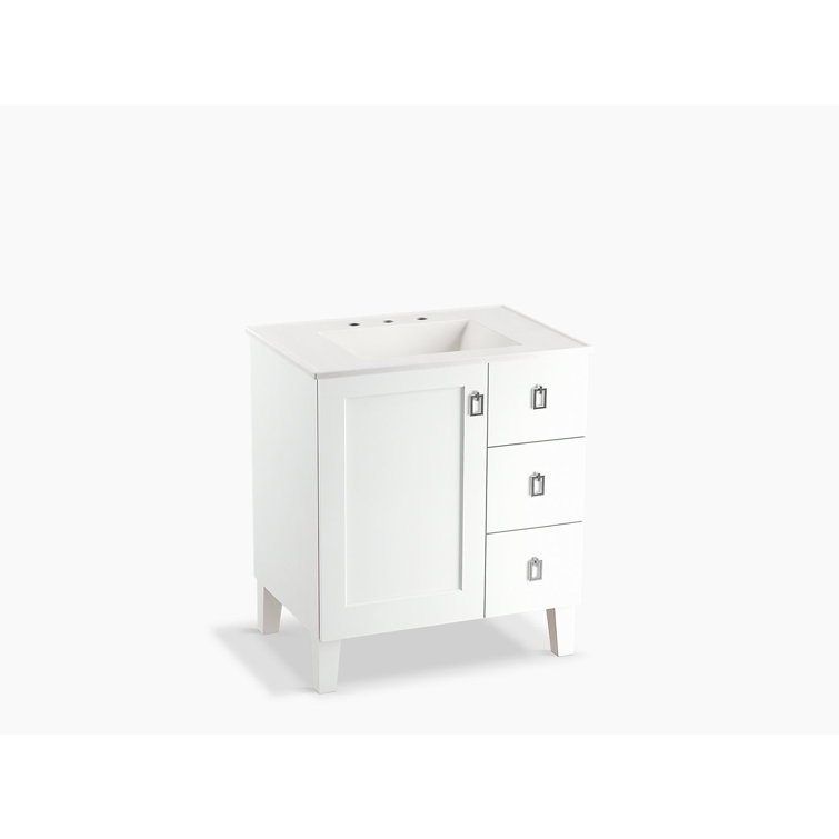 Linen White 30" Freestanding Vanity with Drawers and Door