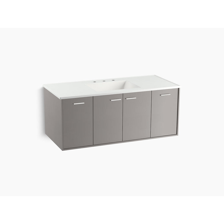 Mohair Grey 48" Wall-Mounted Single Vanity with White Top
