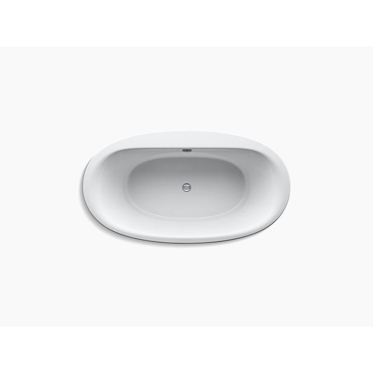 White Acrylic 66" Freestanding Oval Soaking Bathtub