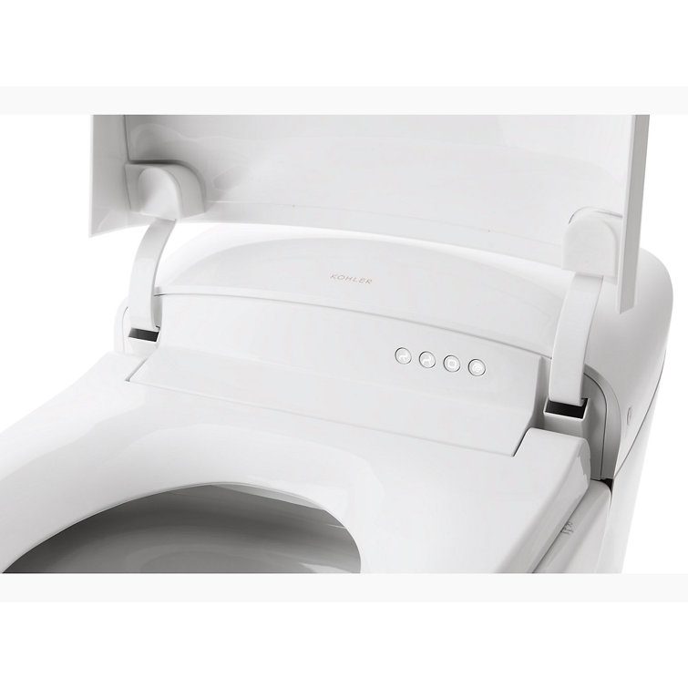 White and Rose Gold Trim Elongated Dual Flush Toilet