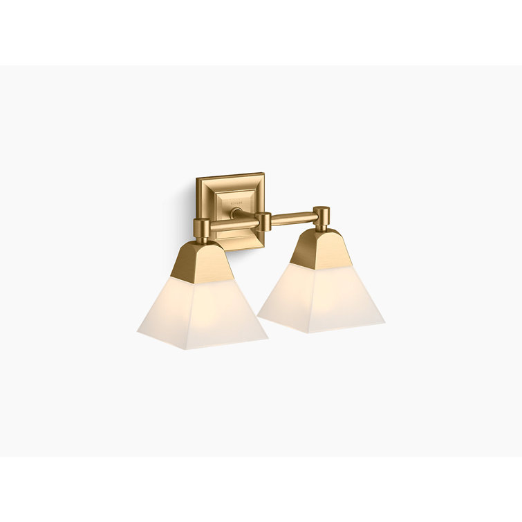 Elegant Moderne Brushed Gold 2-Light Bathroom Sconce