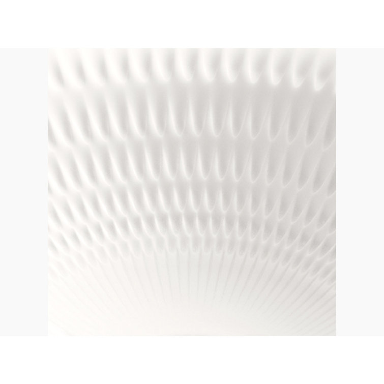 Translucent White Ceramic Undermount Bathroom Sink with Textured Design
