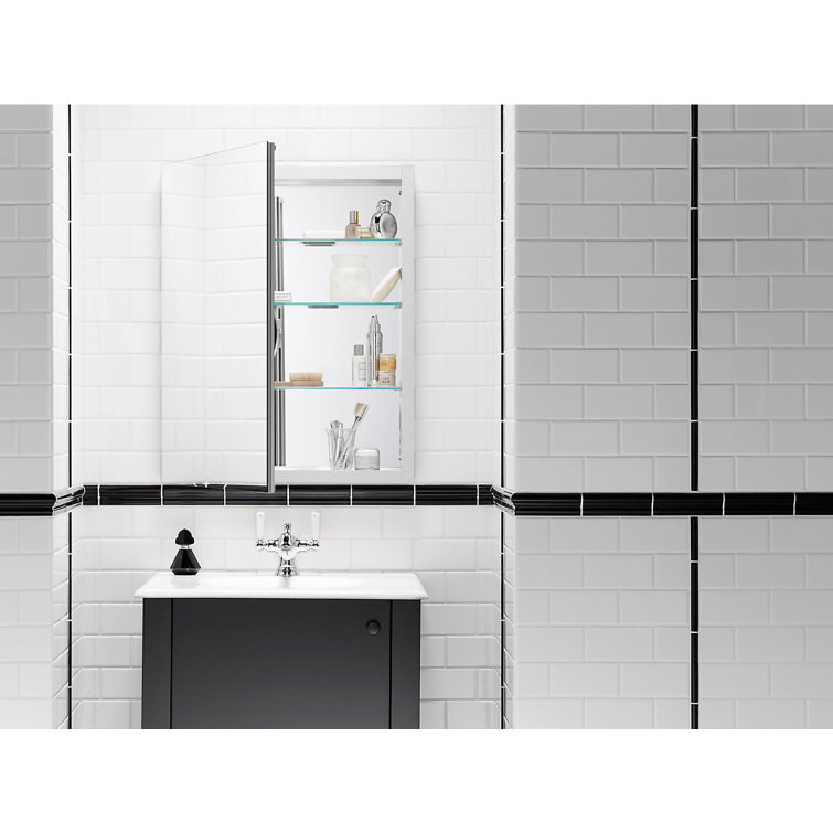 Verdera Sleek 24"x30" Frameless Aluminum Medicine Cabinet with Adjustable Shelves
