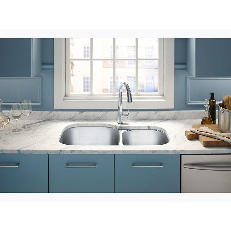 Stainless Steel Double Offset Bowl Undermount Kitchen Sink