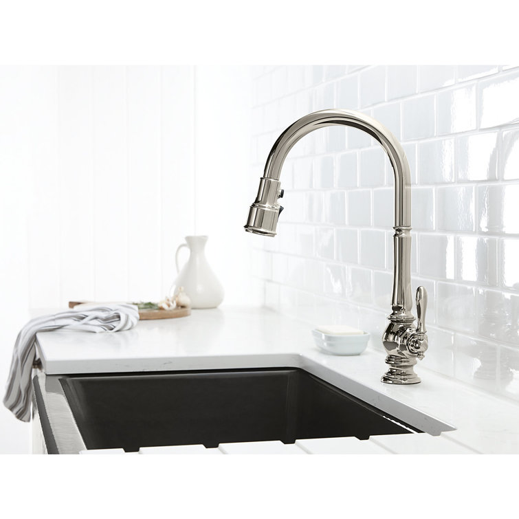Polished Nickel Pull Down Single Handle Kitchen Faucet