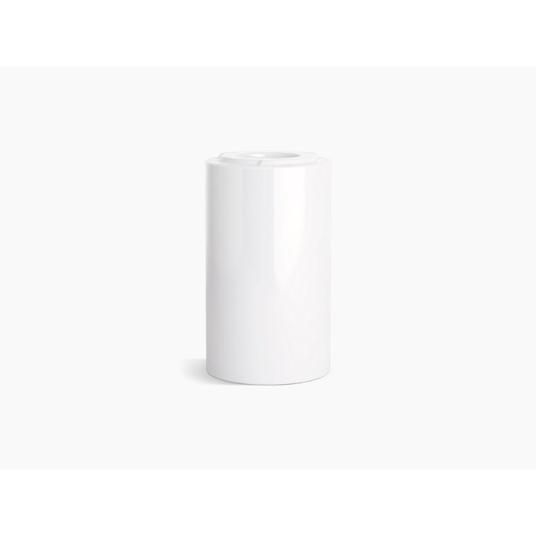 Veil White Gloss Round Fire Clay Pedestal Sink
