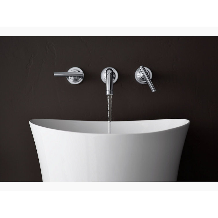 Veil® Sleek White Round Pedestal Bathroom Sink with Supramic Technology