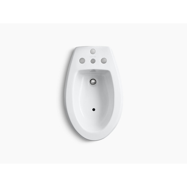 White Vitreous China Floor Mounted Vertical Spray Bidet