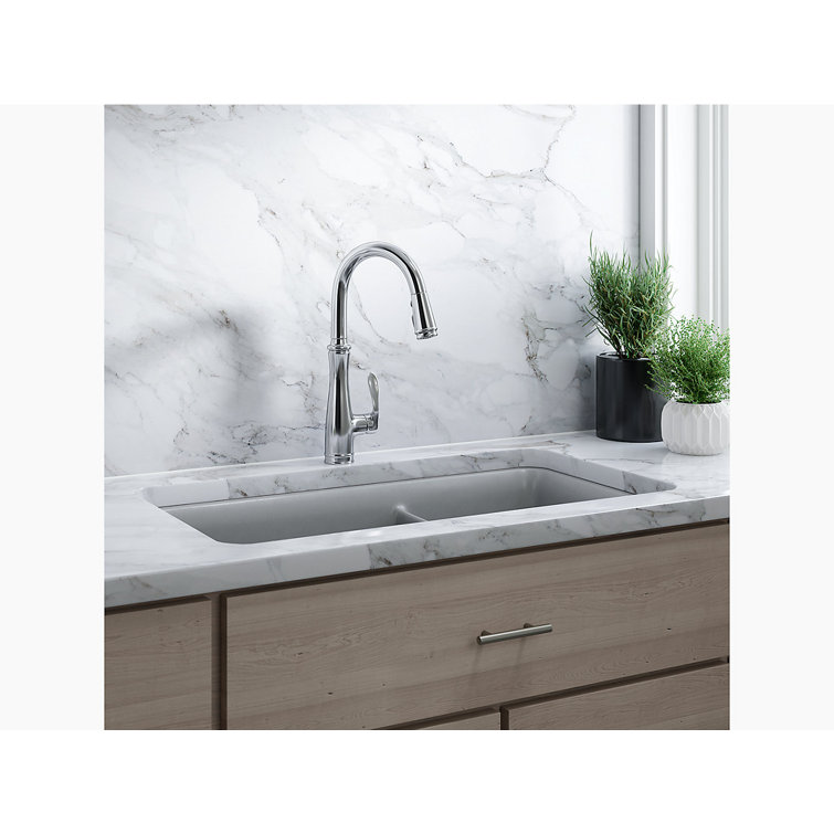 Polished Chrome Pull-Down Kitchen Faucet with Spray