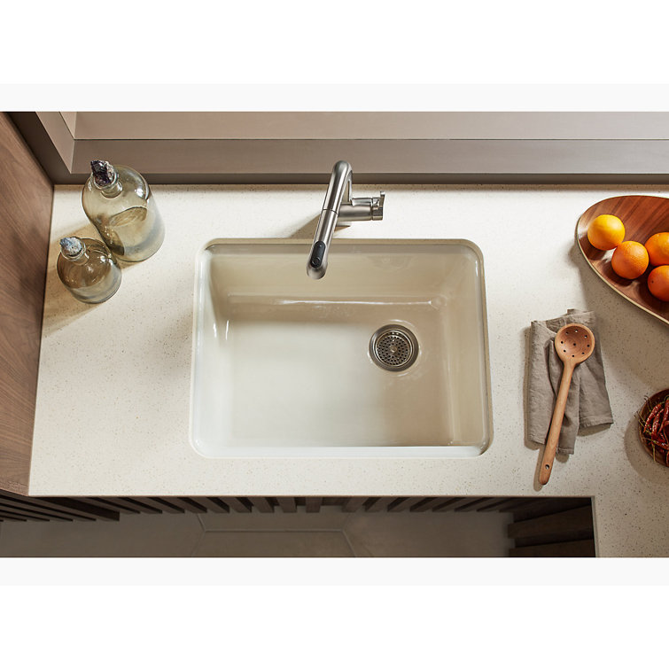 White Cast Iron Single Bowl Undermount Kitchen Sink