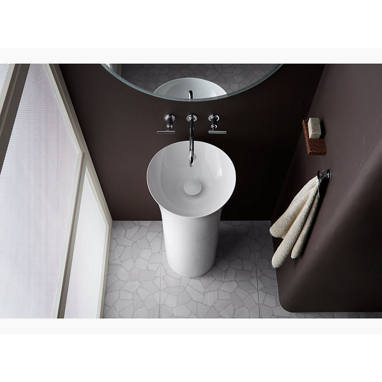 Veil 16" Black Fireclay Pedestal Sink with Ultra-Thin Edge