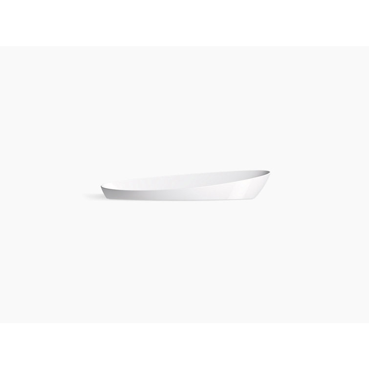 Veil Asymmetrical Oval Ceramic Vessel Bathroom Sink, White
