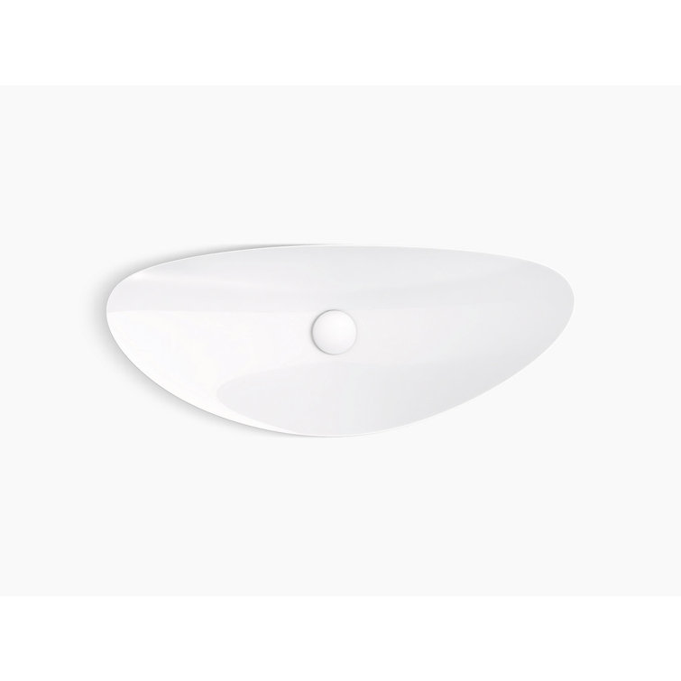 Veil Trough-Style White Ceramic Vessel Bathroom Sink