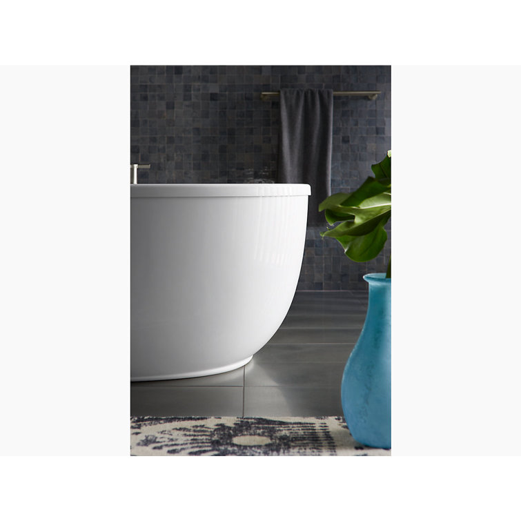 White Acrylic 66" Freestanding Oval Soaking Bathtub