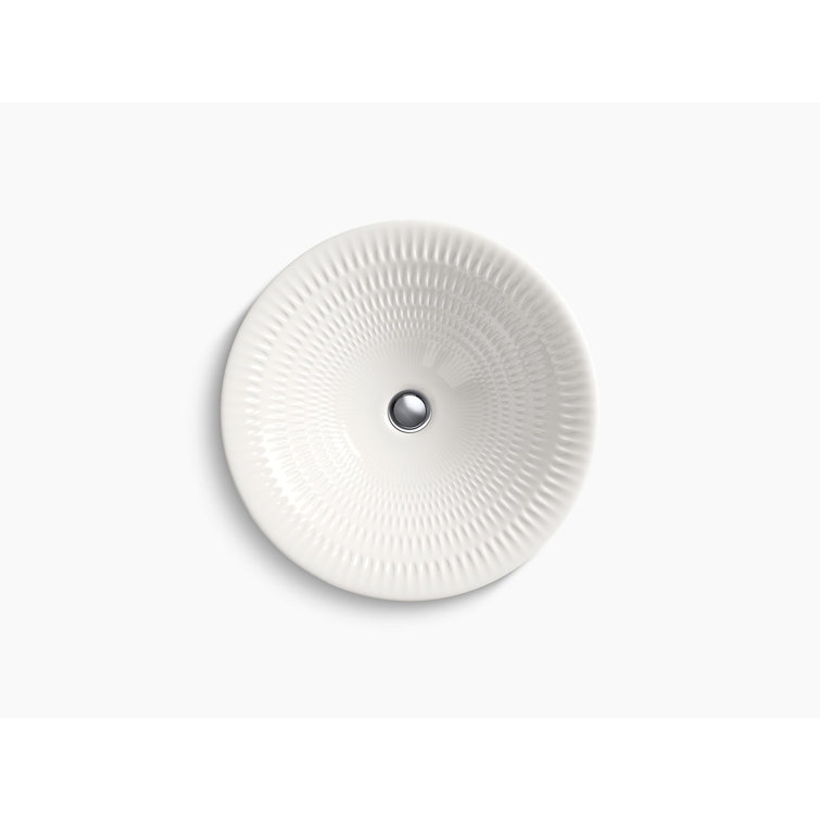 Translucent White Ceramic Round Vessel Bathroom Sink