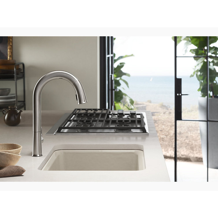 White Cast Iron Single Bowl Undermount Kitchen Sink