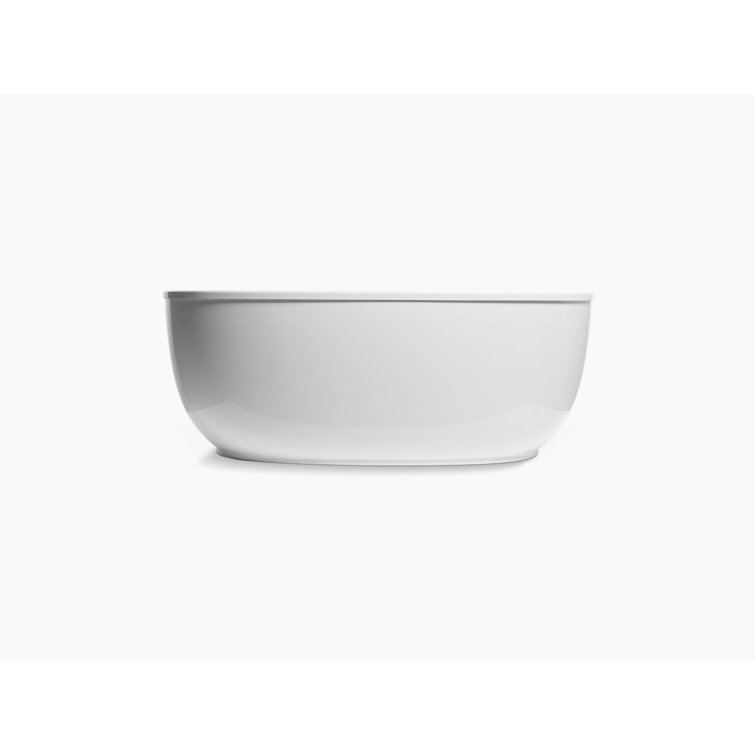 White Acrylic 66" Freestanding Oval Soaking Bathtub